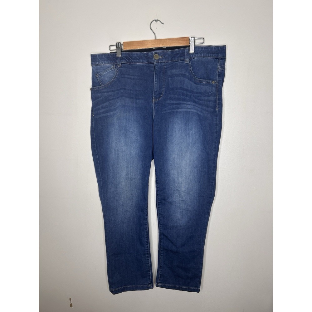 Democracy "Ab"technology Dark Blue Straight Ankle Women's Jeans Plus Size 16W - Picture 2 of 9